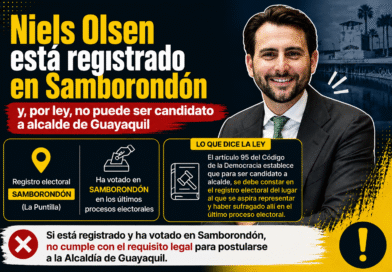 Niels Olsen está registrado electoralmente en Samborondón y, por ley, no podría ser candidato a alcalde de Guayaquil